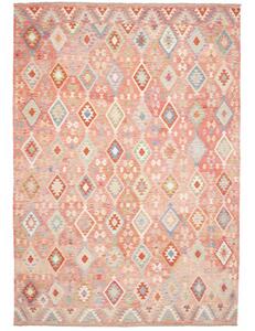 Tappeto Kilim Geometrico Rosa Antico Beige 255x361 Cm
