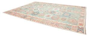 Tappeto Kilim Stilizzato Azzurro Rosso Mattone 303x398 Cm