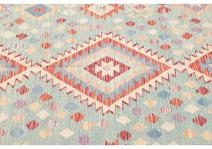 Tappeto Kilim Geometrico Azzurro Rosso Mattone 199x300 Cm