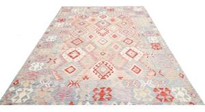 Tappeto Kilim Geometrico Azzurro Rosso 202x304 Cm
