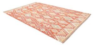 Tappeto Kilim Geometrico Arancione Avorio 199x294 Cm