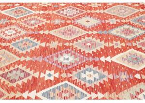Tappeto Kilim Geometrico Rosso Ruggine Beige 204x315 Cm