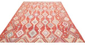 Tappeto Kilim Geometrico Rosso Ruggine Beige 204x315 Cm