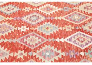 Tappeto Kilim Geometrico Rosso Beige 203x306 Cm