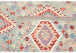 Tappeto Kilim Geometrico Azzurro Rosso Mattone 199x300 Cm