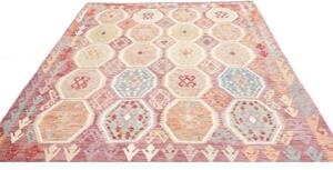 Tappeto Kilim Stilizzato Bordeaux Beige 210x296 Cm