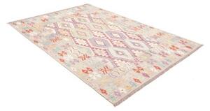 Tappeto Kilim Geometrico Beige Rosso Mattone 177x247 Cm