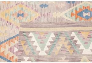 Tappeto Kilim Geometrico Grigio Lavanda Avorio 200x295 Cm
