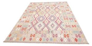 Tappeto Kilim Geometrico Beige Rosso Mattone 177x247 Cm
