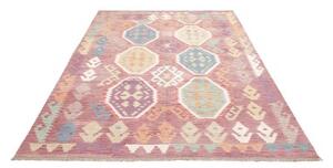 Tappeto Kilim Stilizzato Rosa Antico Azzurro 172x248 Cm