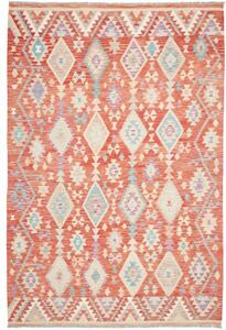 Tappeto Kilim Geometrico Rosso Beige 200x300 Cm