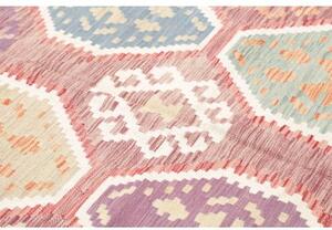 Tappeto Kilim Stilizzato Rosa Antico Azzurro 172x248 Cm