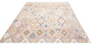 Tappeto Kilim Geometrico Grigio Lavanda Avorio 200x295 Cm