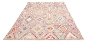 Tappeto Kilim Geometrico Grigio Lavanda Multicolore 173x240 Cm