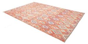 Tappeto Kilim Geometrico Arancione Azzurro 207x305 Cm