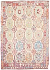 Tappeto Kilim Stilizzato Bordeaux Beige 210x296 Cm