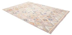 Tappeto Kilim Geometrico Grigio Lavanda Avorio 200x295 Cm