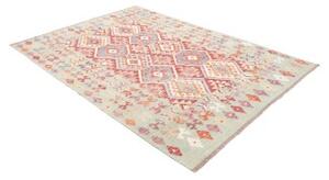 Tappeto Kilim Stilizzato Celeste Rosso Mattone 168x235 Cm
