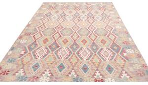 Tappeto Kilim Geometrico Beige Rosso 208x303 Cm