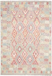 Tappeto Kilim Geometrico Grigio Rosso 178x251 Cm