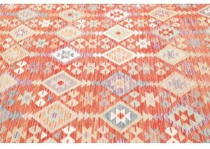 Tappeto Kilim Geometrico Arancione Beige 202x300 Cm