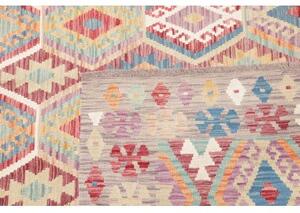 Tappeto Kilim Geometrico Beige Rosso 208x303 Cm