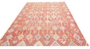 Tappeto Kilim Geometrico Arancione Beige 202x300 Cm