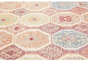 Tappeto Kilim Stilizzato Bordeaux Beige 210x296 Cm
