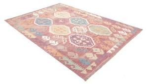 Tappeto Kilim Stilizzato Rosa Antico Azzurro 172x248 Cm