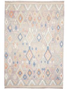 Tappeto Kilim Geometrico Grigio Lavanda Avorio 200x295 Cm