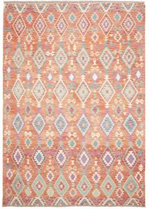Tappeto Kilim Geometrico Arancione Azzurro 207x305 Cm