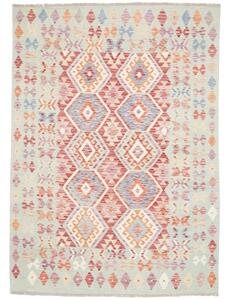 Tappeto Kilim Stilizzato Celeste Rosso Mattone 168x235 Cm