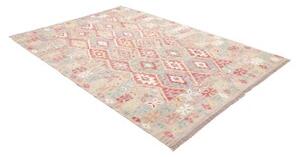 Tappeto Kilim Geometrico Grigio Rosso 178x251 Cm