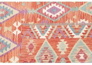 Tappeto Kilim Geometrico Arancione Azzurro 207x305 Cm