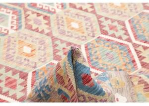 Tappeto Kilim Geometrico Beige Rosso 208x303 Cm