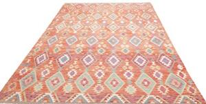 Tappeto Kilim Geometrico Arancione Azzurro 207x305 Cm