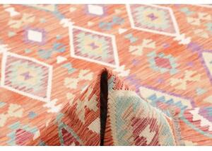 Tappeto Kilim Geometrico Arancione Azzurro 207x305 Cm