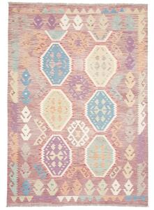 Tappeto Kilim Stilizzato Rosa Antico Azzurro 172x248 Cm