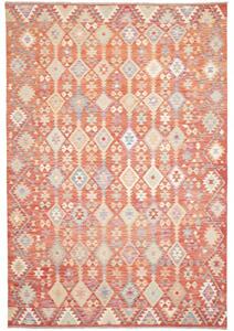 Tappeto Kilim Geometrico Arancione Beige 202x300 Cm