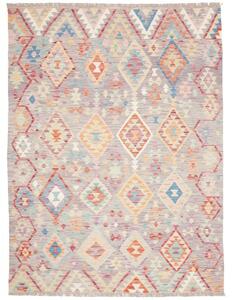 Tappeto Kilim Geometrico Grigio Lavanda Multicolore 173x240 Cm