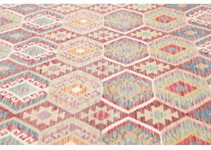 Tappeto Kilim Geometrico Beige Rosso 208x303 Cm