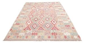 Tappeto Kilim Geometrico Grigio Rosso 178x251 Cm