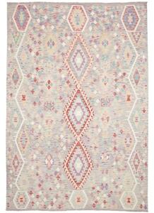 Tappeto Kilim Geometrico Grigio Multicolore 203x301 Cm