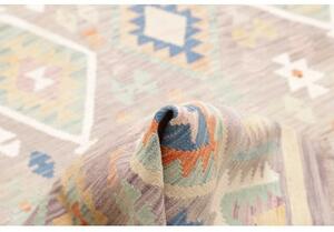 Tappeto Kilim Geometrico Grigio Lavanda Avorio 200x295 Cm