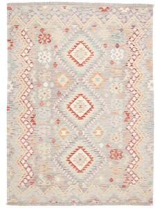 Tappeto Kilim Stilizzato Grigio Chiaro Avorio 154x207 Cm