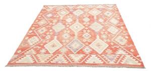 Tappeto Kilim Geometrico Arancione Avorio 158x198 Cm