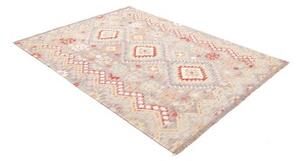 Tappeto Kilim Stilizzato Grigio Chiaro Avorio 154x207 Cm