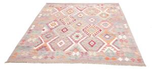 Tappeto Kilim Geometrico Grigio Multicolore 157x191 Cm