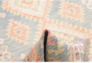 Tappeto Kilim Geometrico Celeste Beige 175x250 Cm
