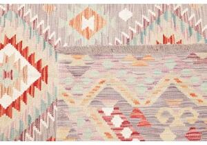 Tappeto Kilim Stilizzato Grigio Chiaro Avorio 154x207 Cm